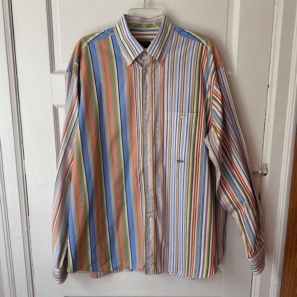 Paul & Shark Yachting Men’s Button Down Collared Shirt Colorful Stripe Print - Picture 1 of 16